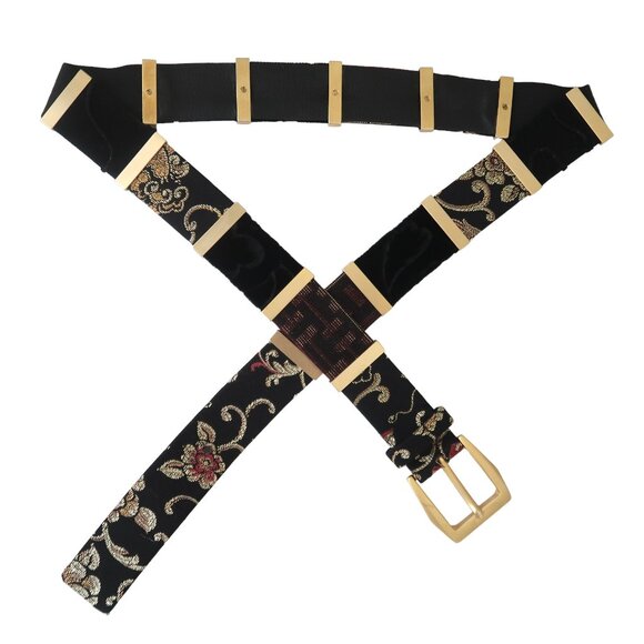 SUZI ROHER Patchwork velvet brocade stretch belt M+ - Picture 1 of 7